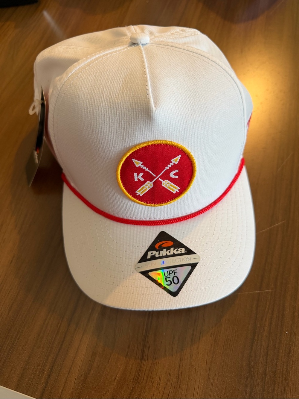 Retro Pukka Kansas City White Trucker Hat with Red Accent and Arrow Patch - NWT